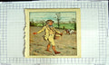 Original Old Antique Print Colour Nursery Rhyme Farmer Sewing Crops Horses