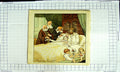 Original Old Antique Print Colour Nursery Rhyme Family Children Dying Man