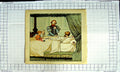 Original Old Antique Print Colour Nursery Rhyme Dying Man Children Bed