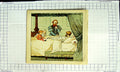 Original Old Antique Print Ref.451 Colour Nursery Rhyme Dying Man Children Bed