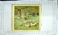 Original Old Antique Print Colour Shepherd Lambs Sheep Music Pipe Trees