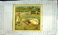 Original Old Antique Print Colour Farmer Feeding Pigs Trough Countryside