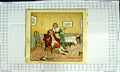Original Old Antique Print Colour Little Girl Dinner Table Man Servant Cat