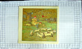 Original Old Antique Print Colour Scene Farmer Music Pipes Sheep Trees