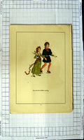 Original Old Antique Print Ref.453 Colour Nursery Rhyme Pied Piper Hamelin