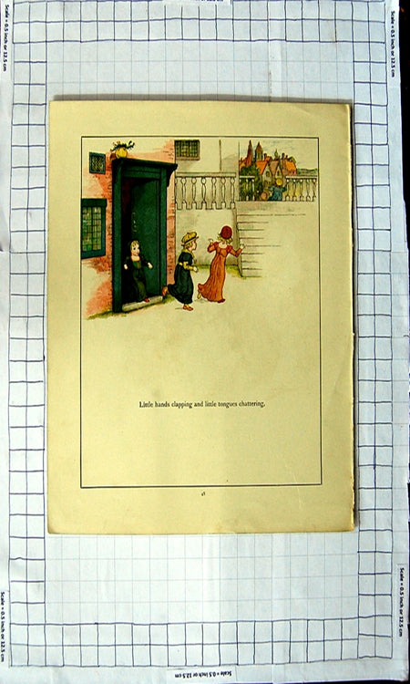 Original Old Antique Print Ref.454 Colour Nursery Rhyme Pied Piper Hamelin