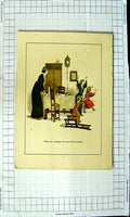 Original Old Antique Print Ref.455 Colour Nursery Rhyme Pied Piper Hamelin