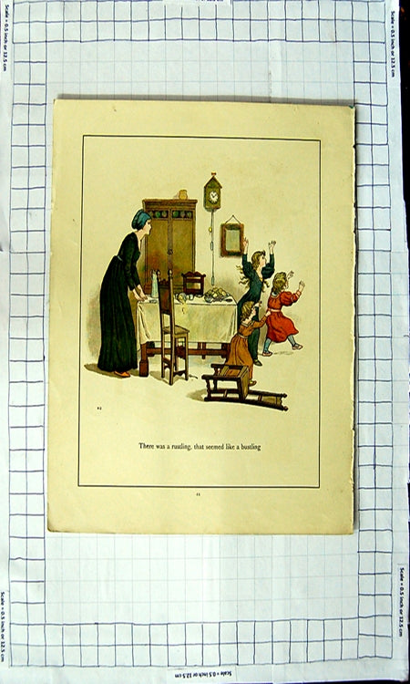 Original Old Antique Print Ref.455 Colour Nursery Rhyme Pied Piper Hamelin