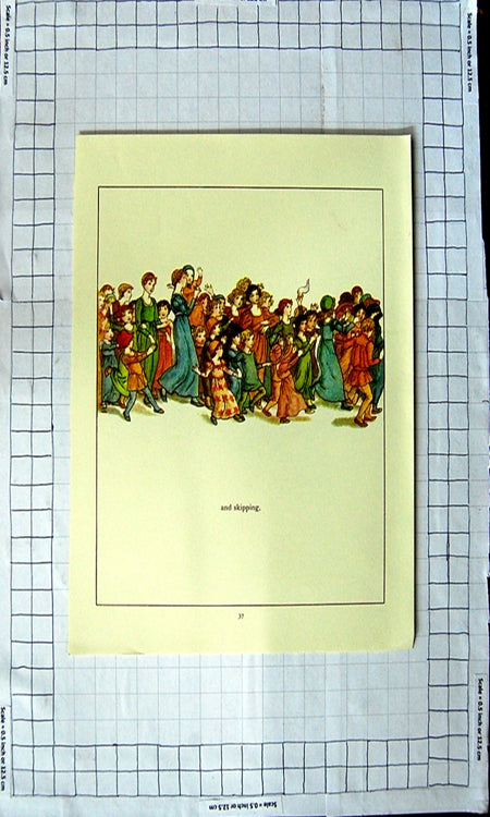 Original Old Antique Print Ref.459 Colour Nursery Rhyme Pied Piper Hamelin