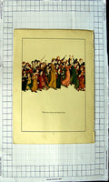 Original Old Antique Print Ref.460 Colour Nursery Rhyme Pied Piper Hamelin
