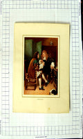 Original Old Antique Print Colour Friendship Poem Jeremy Taylor Men Drinking