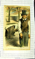 Old Antique Print Colour Sketch Man Dogs Les Spectacles De La Rue Censeur