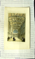 Old Antique Print 1829 Interior Hall St. Mary Hall Coventry Clarke Keux 19th