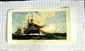 Original Old Antique Print Colour Target Practice War Ship Charles De Lacy