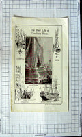 Old Antique Print London River Thames Tower Bidge Billingsgate Worcester