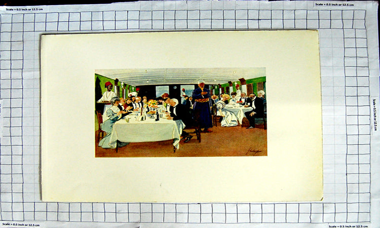 Original Old Antique Print 1908 After Dinner Speech Nile Egypt Natives Colour