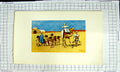 Original Old Antique Print 1908 Colour Desert Scene Camel Coloured People 20th