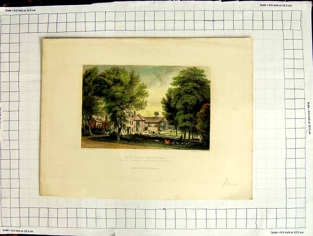 Original Old Antique Print 1832 Hall Rufford Thomas Hesketh Pickering Petit