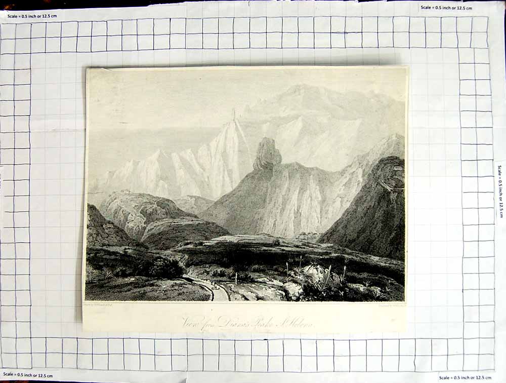 Original Old Antique Print View Diana'S Peake Helena Mountains Westall Woolnoth