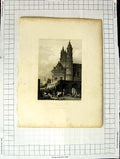Original Old Antique Print 1845 Architecture Cathedral Works Rhine Prout Wallis