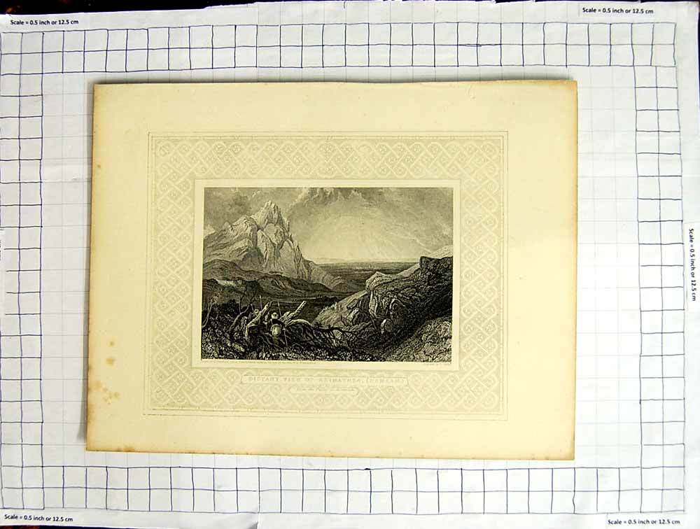 Old Antique Print Valley Jerusalem View Arimathea Ramlah Stanfield Finden