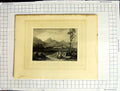 Original Old Antique PrintChurches Philadelphia Mountains Finden Brockedon