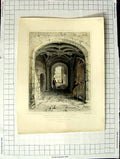 Original Old Antique Print 1829 Gateway St. Mary Hall Coventry Brooke Redaway