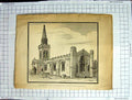 Old Antique Print View Wimington Church Bedfordshire Lysons Architecture 19th