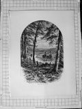 Original Old Antique Print C1900 View Vale Avoca River Trees Wales Victorian