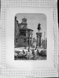 Original Old Antique Print C1900 View Church Ss. Giovanni Paolo Venice Italy
