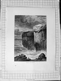 Original Old Antique Print C1900 View Fingals Cave Staffa Sea Rocks Birds 20th