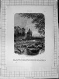 Original Old Antique Print C1900 Holland View Weeper'S Tower Amsterdam Boats