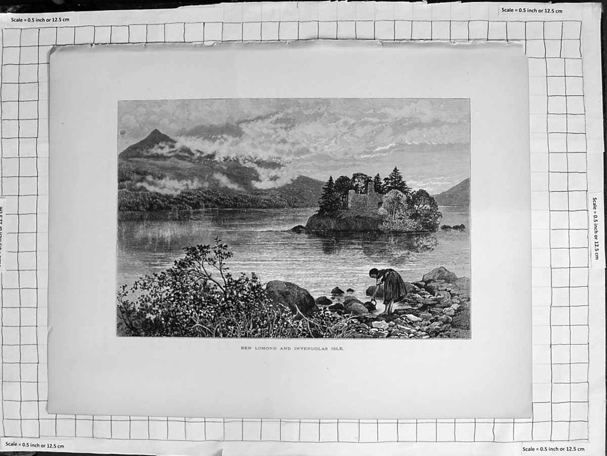 Original Old Antique Print C1900 View Ben Lomond Inveruglas Isle Scotland 20th