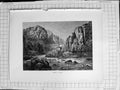 Original Old Antique Print C1900 View Gorge Thiers River Bridge Moonlight Scene