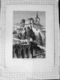 Original Old Antique Print C1900 View Peunte San Pablo Cuenca Architecture 20th