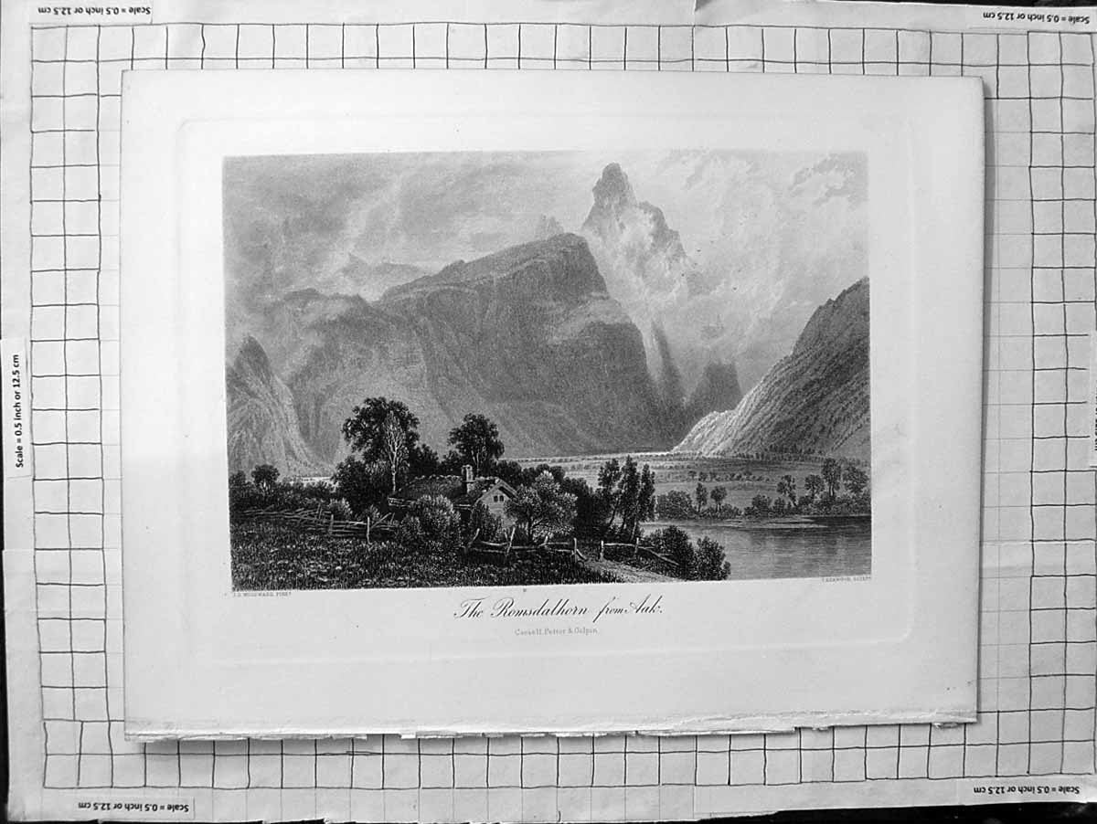 Old Antique Print C1900 View Romsdalhorn Aak Mountains Woodward Heawood 20th
