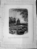 Antique Old Print Ref.492 C1900 Holland View Weeper'S Tower Amsterdam Boats