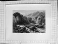 Original Old Antique Print C1900 View River Lledr Trees Mountains Victorian