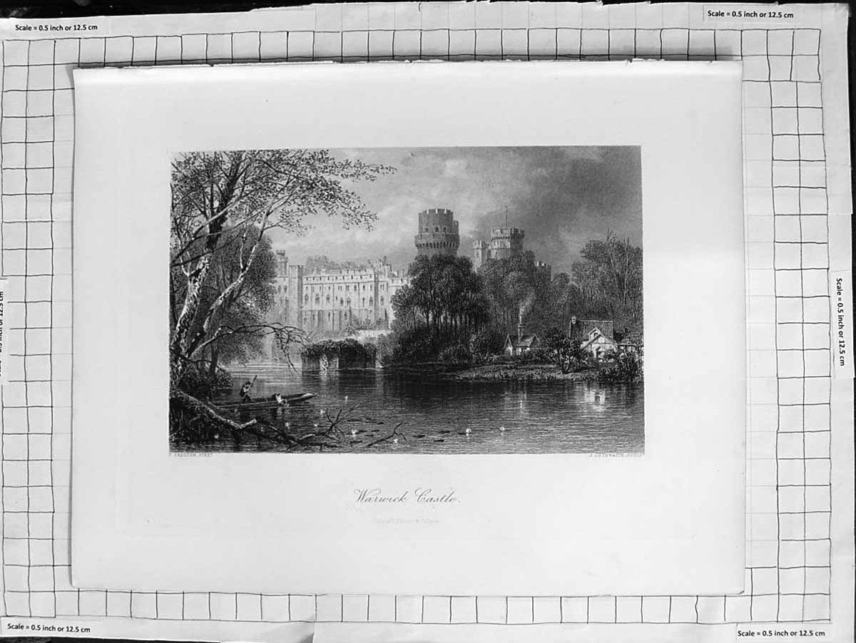 Original Old Antique Print C1900 View Warwick Castle England Skelton Outhwaite