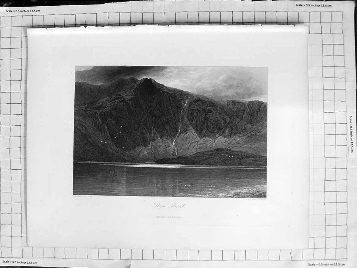 Original Old Antique Print C1900 View Llyn Idwal Mountains River 20th