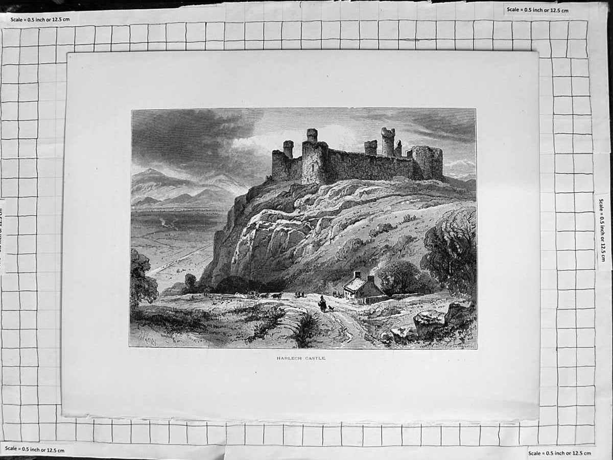 Original Old Antique Print C1900 View Giant'S Causeway Mountains 20th