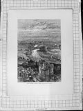 Original Old Antique Print C1900 View Thames Valley River Round Tower London