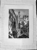 Original Old Antique Print C1900 Venice Scene Rialto River Canal Boats Bridge