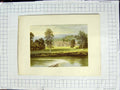 Original Old Antique Print 1880 Colour Plate View Abbotsford Mansion House 19th