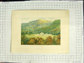 Old Antique Print 1880 Colour Plate View Taymouth Castle Mountains Trees 19th