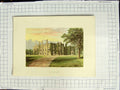 Original Old Antique Print 1880 Colour Plate View Drakelowe Hall Derbyshire