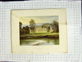 Original Old Antique Print 1880 Colour Plate View Abbotsford Mansion Garden