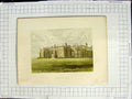 Original Old Antique Print 1880 Colour Plate View Combermere Abbey House Garden