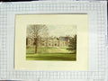 Original Old Antique Print 1880 Colour Plate View Exton Mansion House Garden