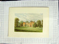 Original Old Antique Print 1880 Colour Plate View Lea Mansion House Garden 19th